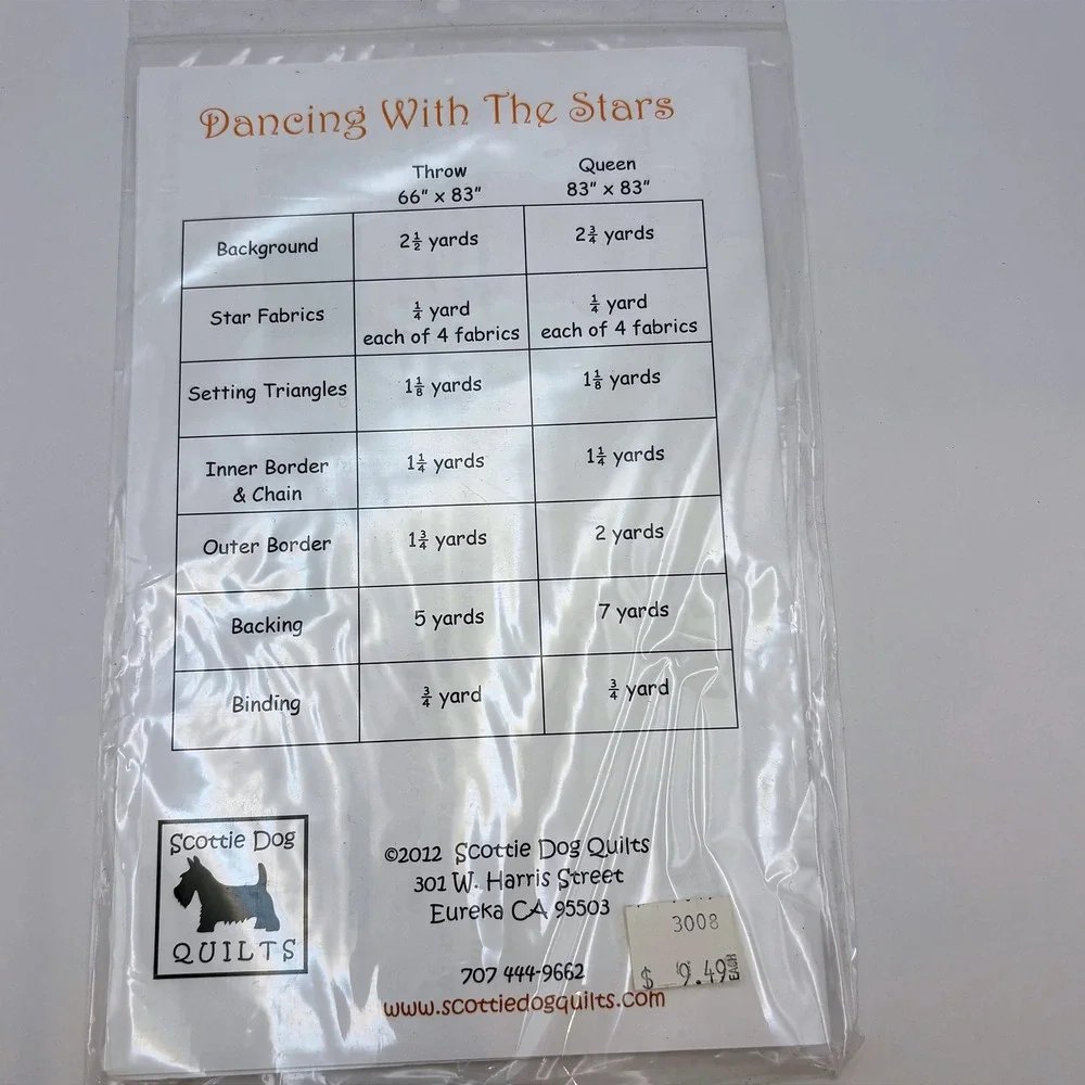 Scottie Dog‎ Quilts Dancing With The Stars Quilt Pattern Throw Queen Size NEW